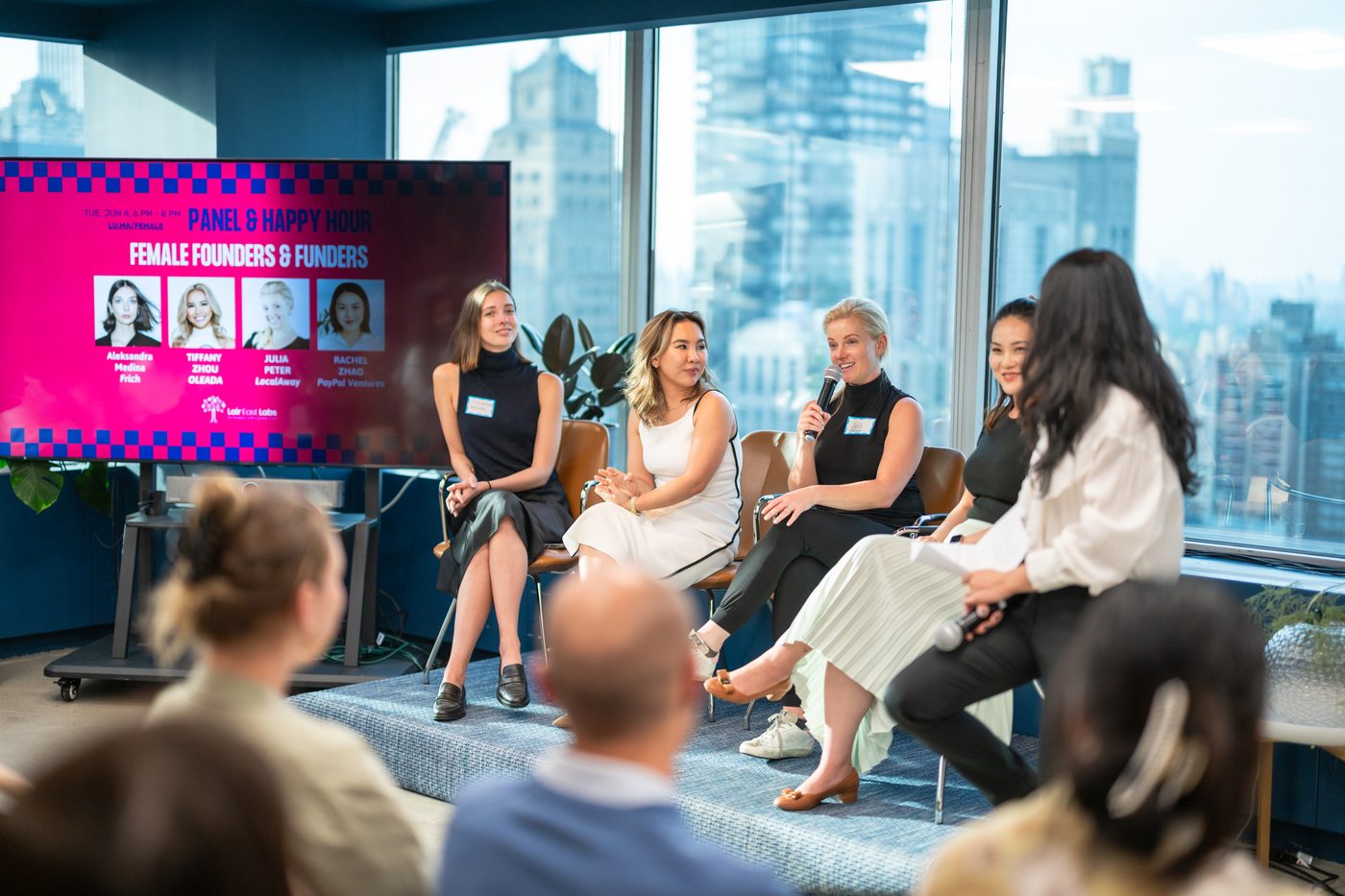 Julia Peter speaking on the Female Founders and Funders panel at Lair East Labs in New York